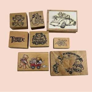 Lot of 8 Wood Mounted Stamps